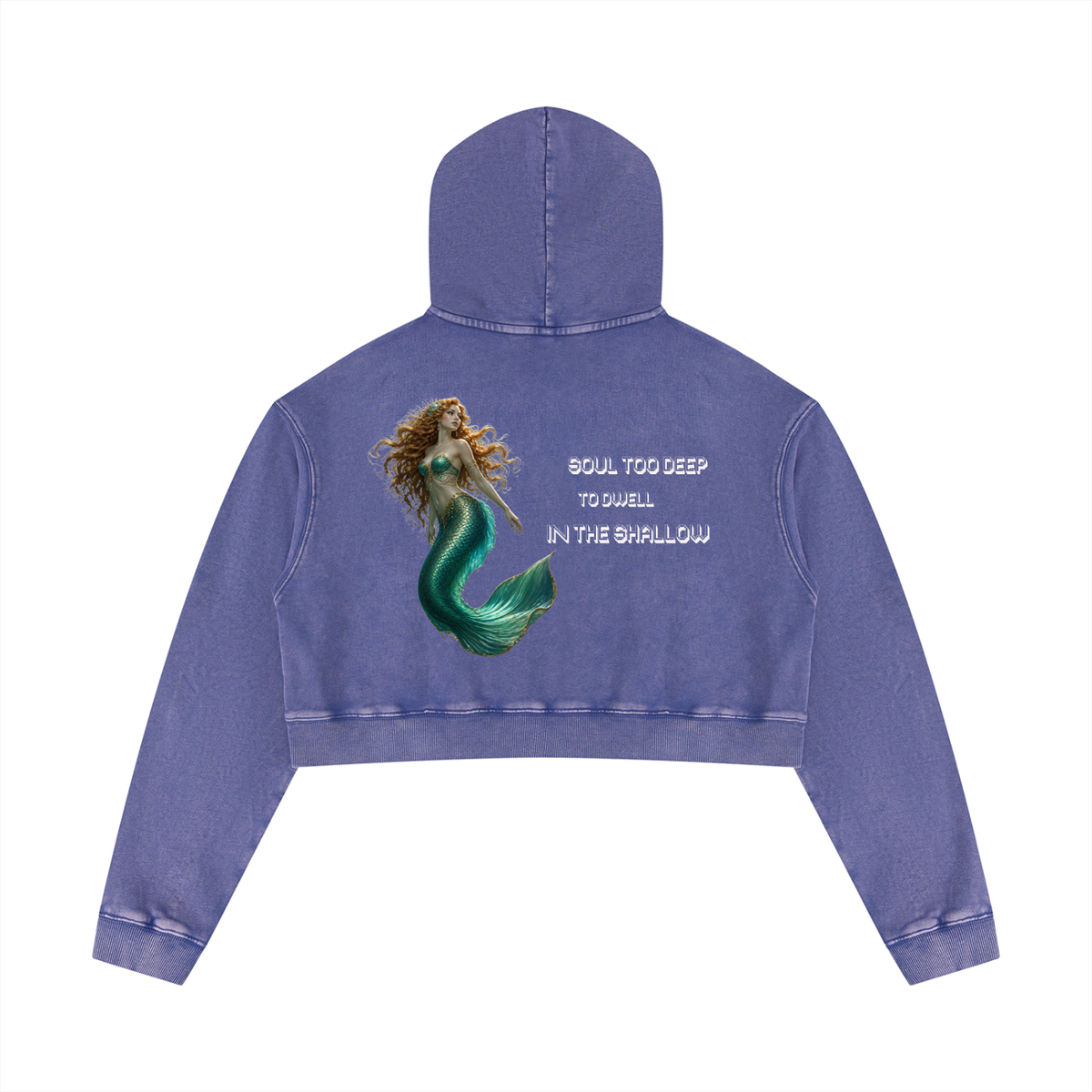 Mermaid Women’s Mineral Washed Crop Hoodie - KR Woke Wear