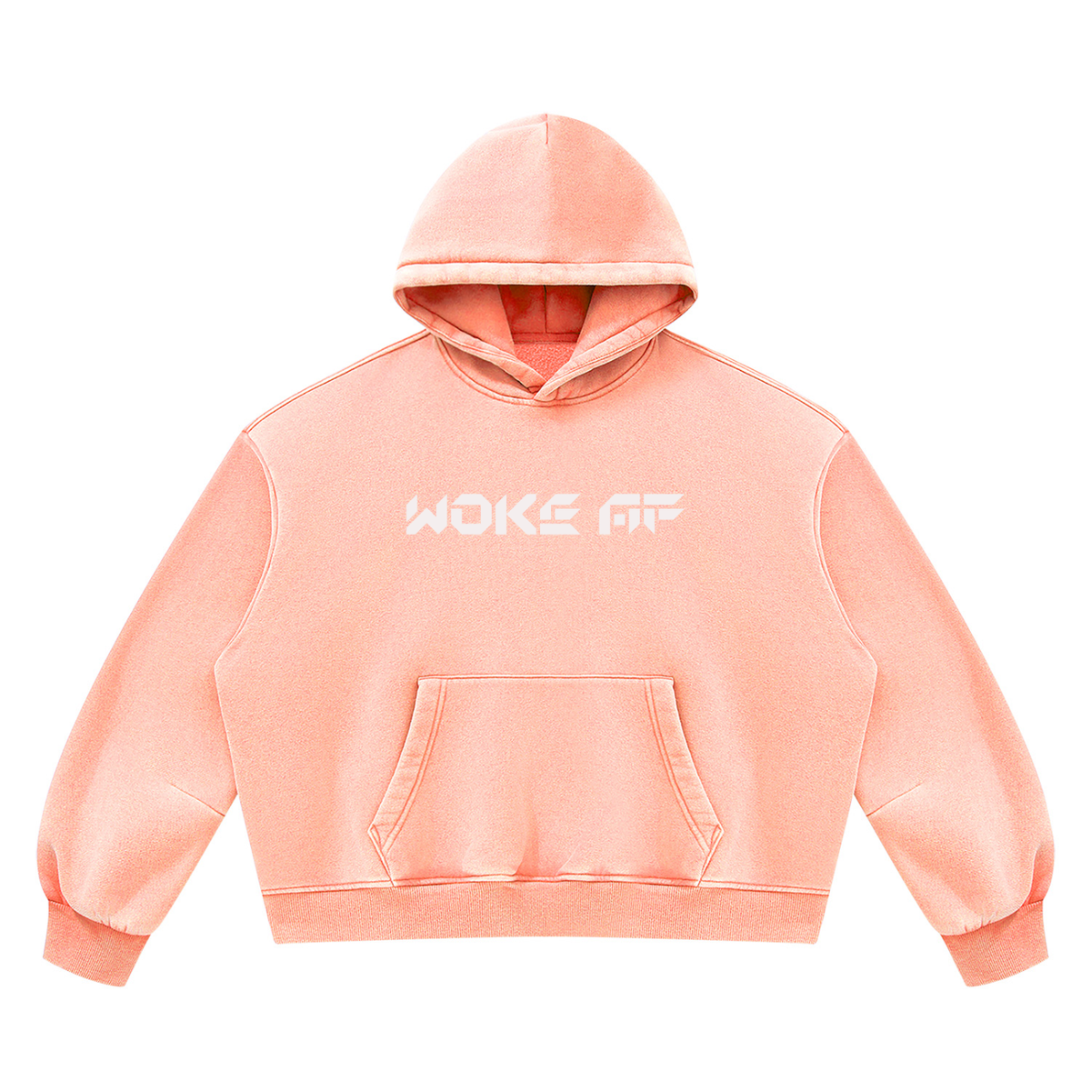 Woke AF Unisex Vintage Wash Boxy Fleece Hoodie - KR Woke Wear