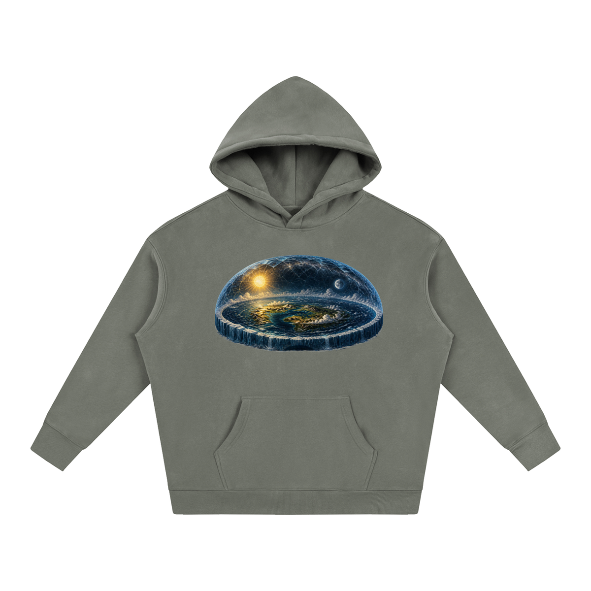 Flat Earth Oversize Fleeced Hoodie - KR Woke Wear