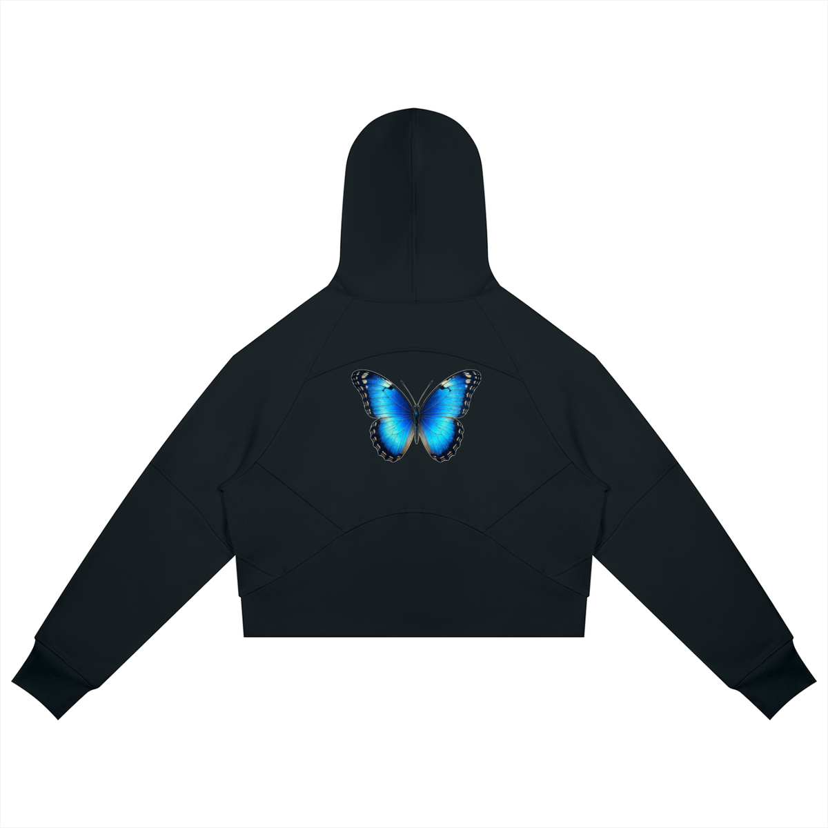 Butterfly Cropped Zip-Through Hoodie - KR Woke Wear