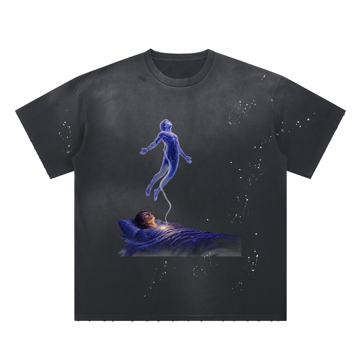 Astral Project Hand-Frayed Sunfade Paint Splatter T-Shirt - KR Woke Wear