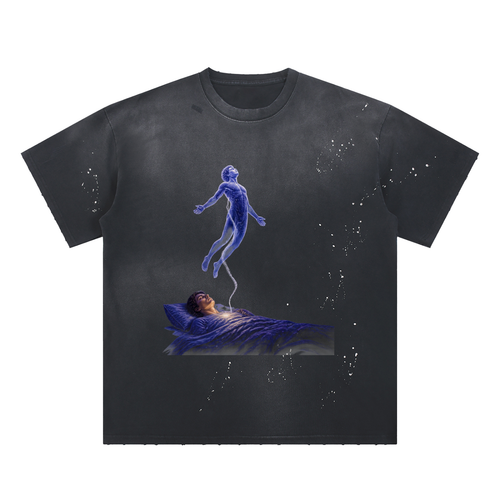Astral Project Hand-Frayed Sunfade Paint Splatter T-Shirt - KR Woke Wear