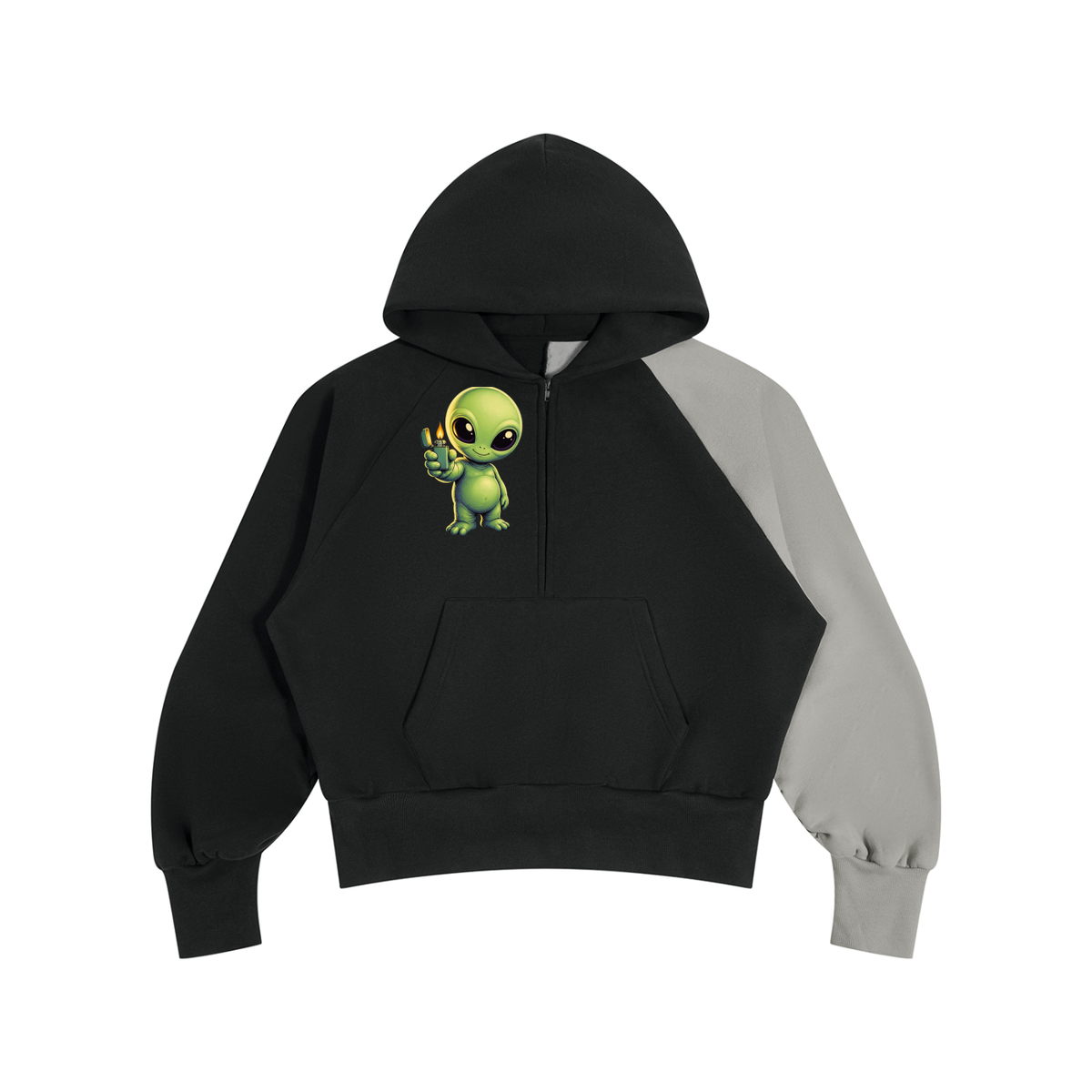 Pot Leaf, Alien Color-Block Fleece Hoodie - KR Woke Wear