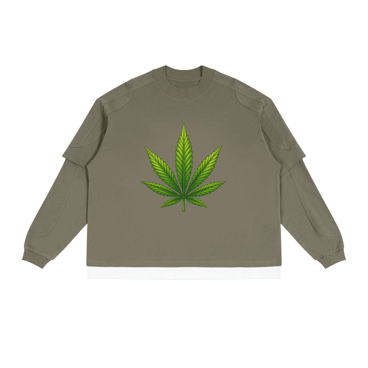 Pot Leaf Paneled Layer Color Block T-Shirt - KR Woke Wear