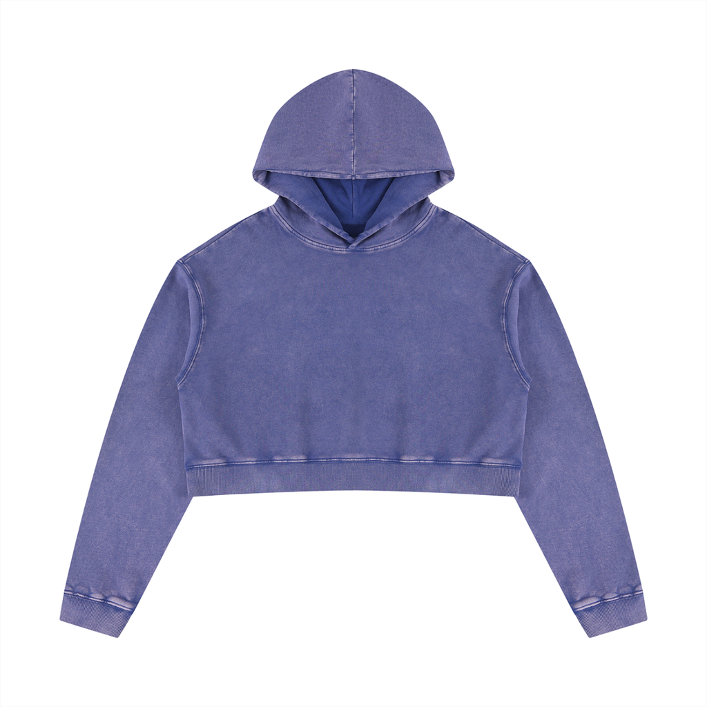 Mermaid Women’s Mineral Washed Crop Hoodie - KR Woke Wear
