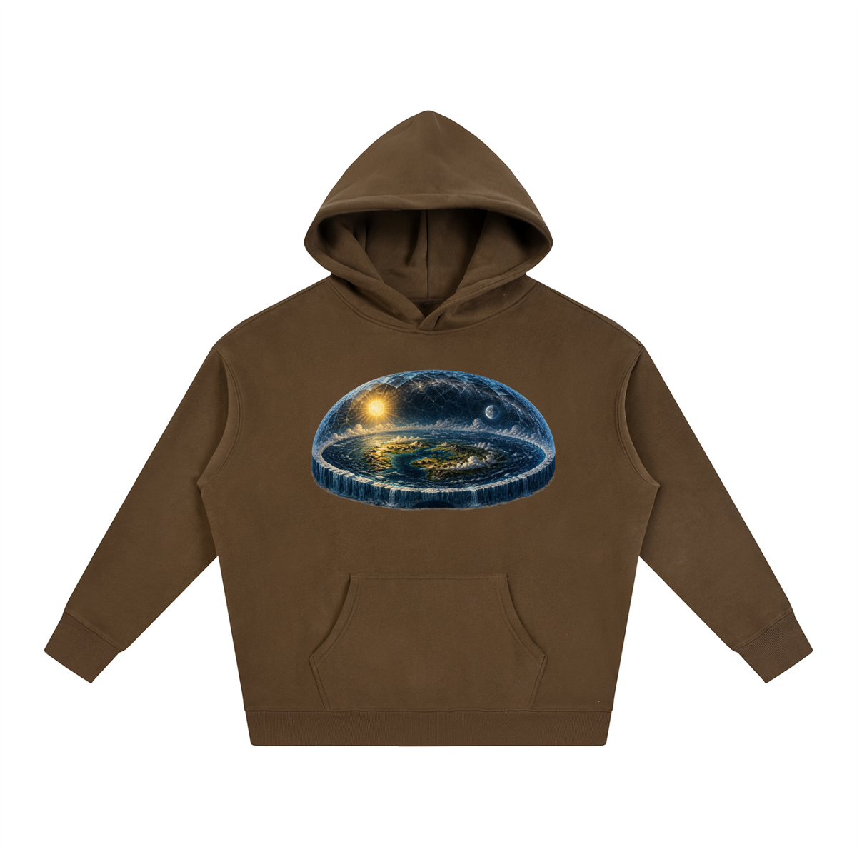 Flat Earth Oversize Fleeced Hoodie - KR Woke Wear