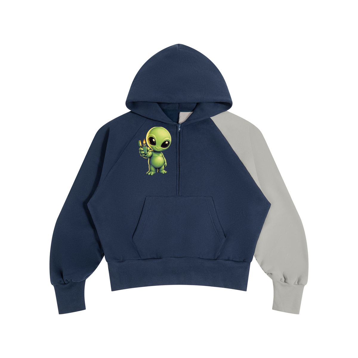 Pot Leaf, Alien Color-Block Fleece Hoodie - KR Woke Wear