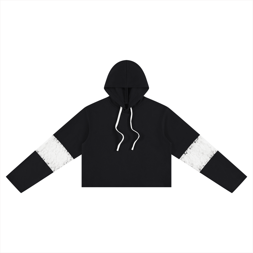 Behold, the Kingdom of God is Within You Women’s Cropped Lace-Panel Hoodie - KR Woke Wear