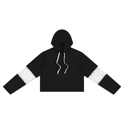Behold, the Kingdom of God is Within You Women’s Cropped Lace-Panel Hoodie - KR Woke Wear