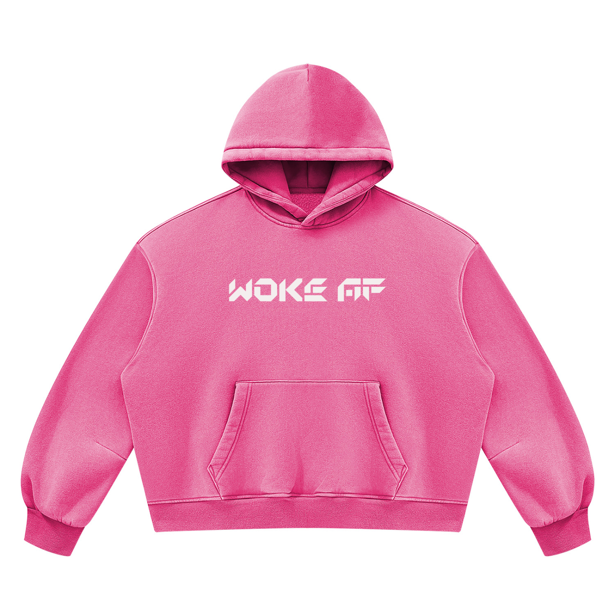 Woke AF Unisex Vintage Wash Boxy Fleece Hoodie - KR Woke Wear