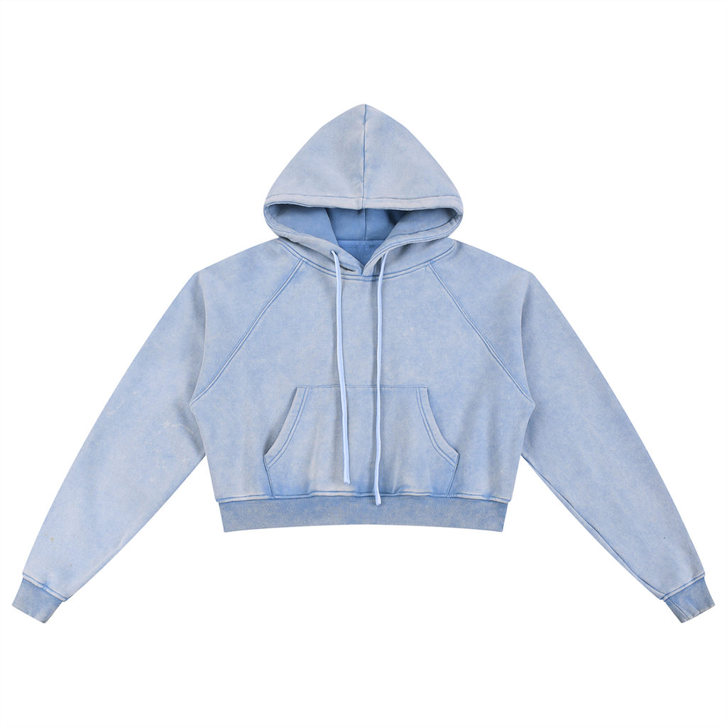 Snow Washed Cropped Hoodie - KR Woke Wear