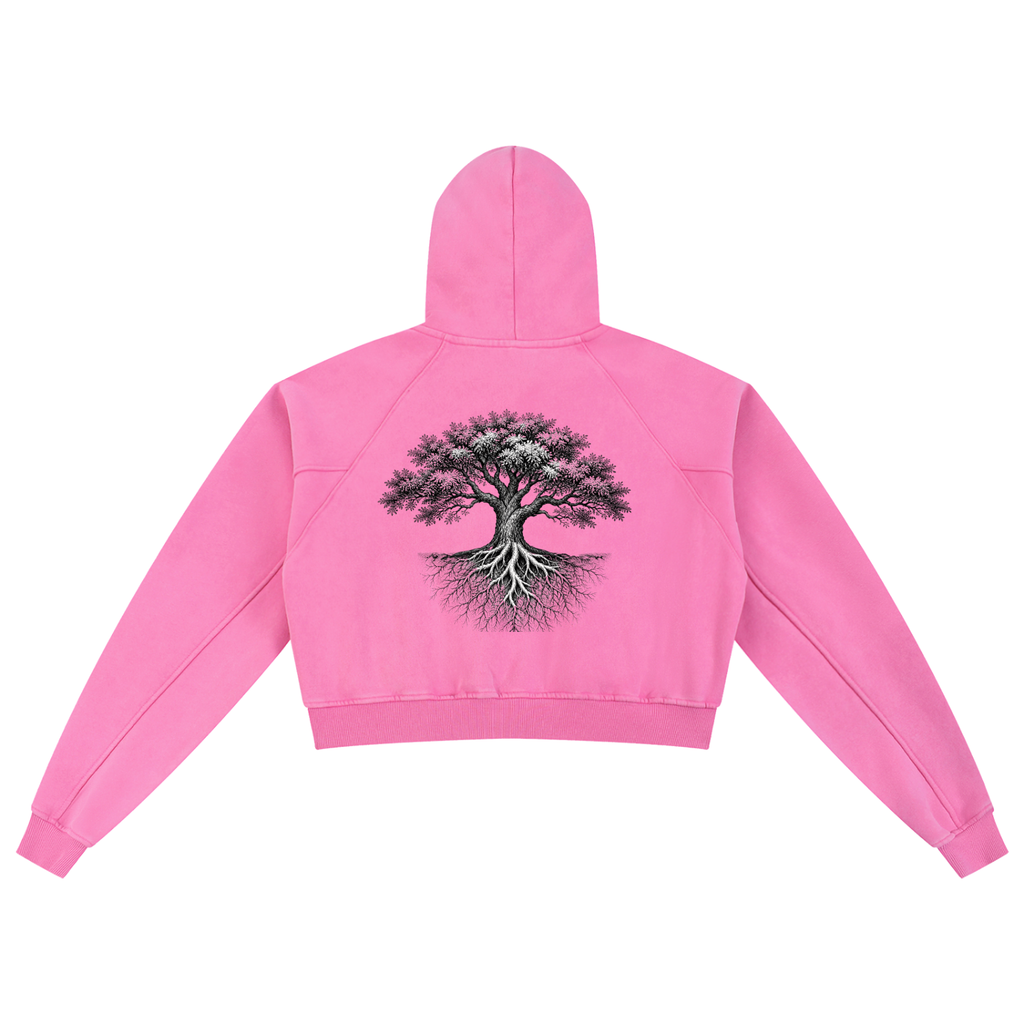 Snow Washed Cropped Hoodie - KR Woke Wear