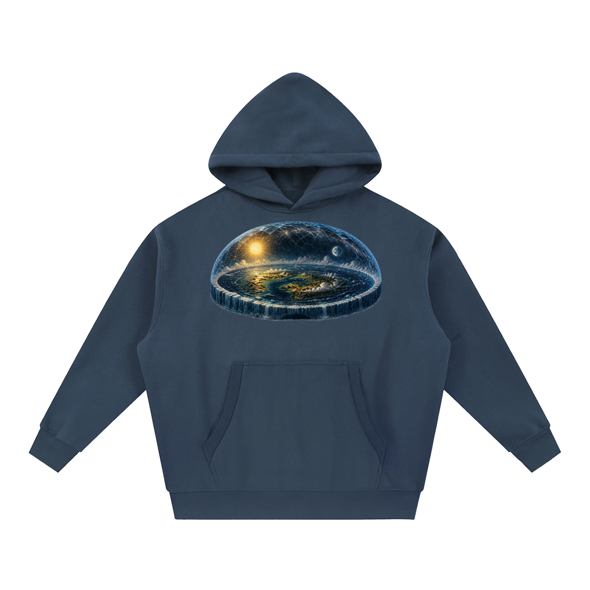 Flat Earth Essential Oversized Boxy Fit Fleece Hoodie - KR Woke Wear