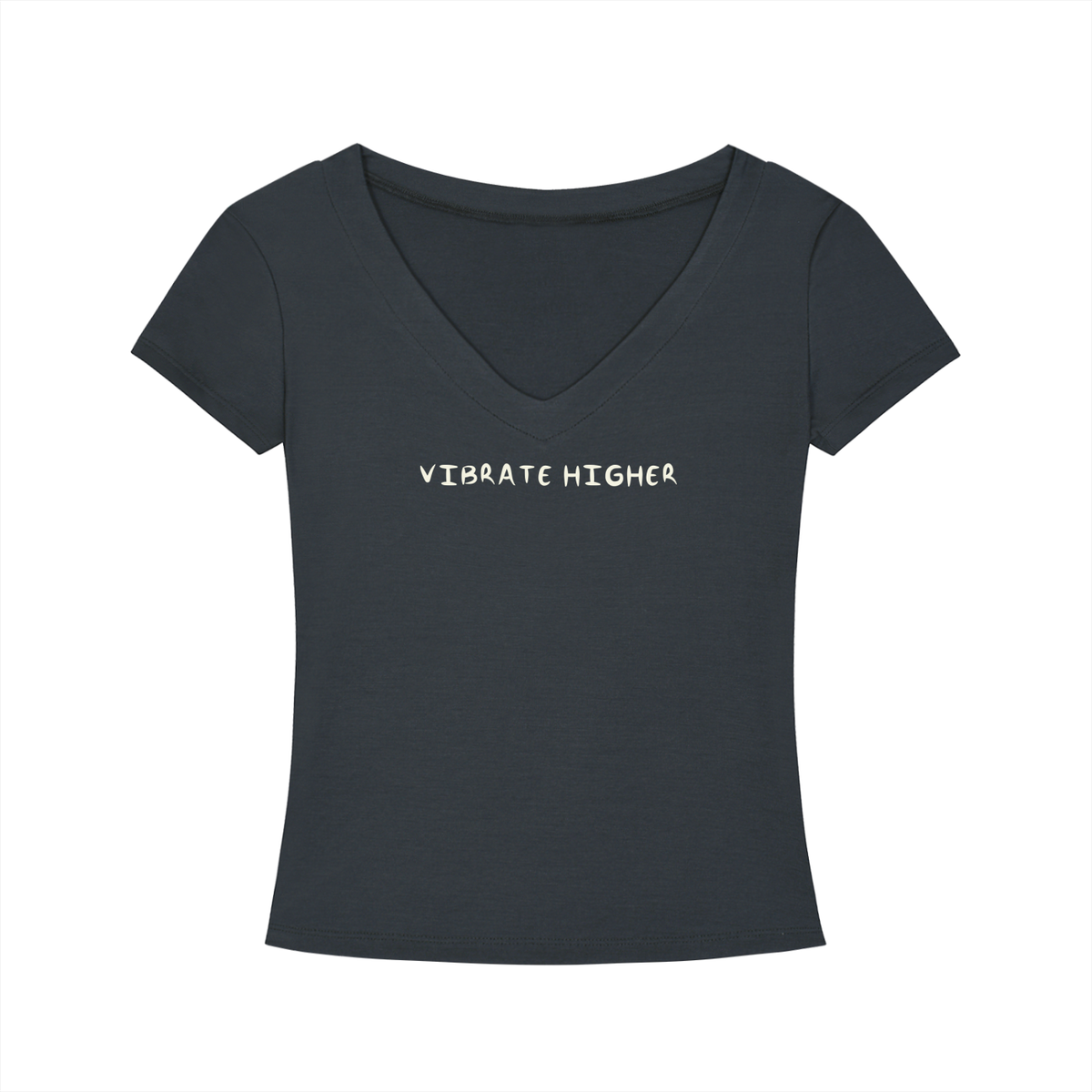 VIBRATE HIGHER — Black V-Neck T-Shirt - KR Woke Wear