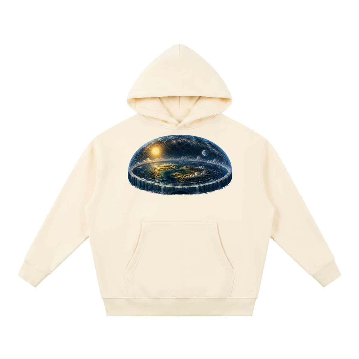 Flat Earth Essential Oversized Boxy Fit Fleece Hoodie - KR Woke Wear
