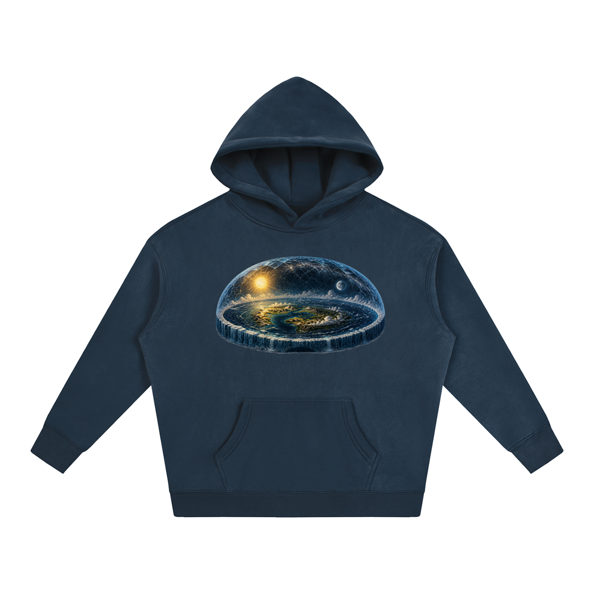 Flat Earth Oversize Fleeced Hoodie - KR Woke Wear