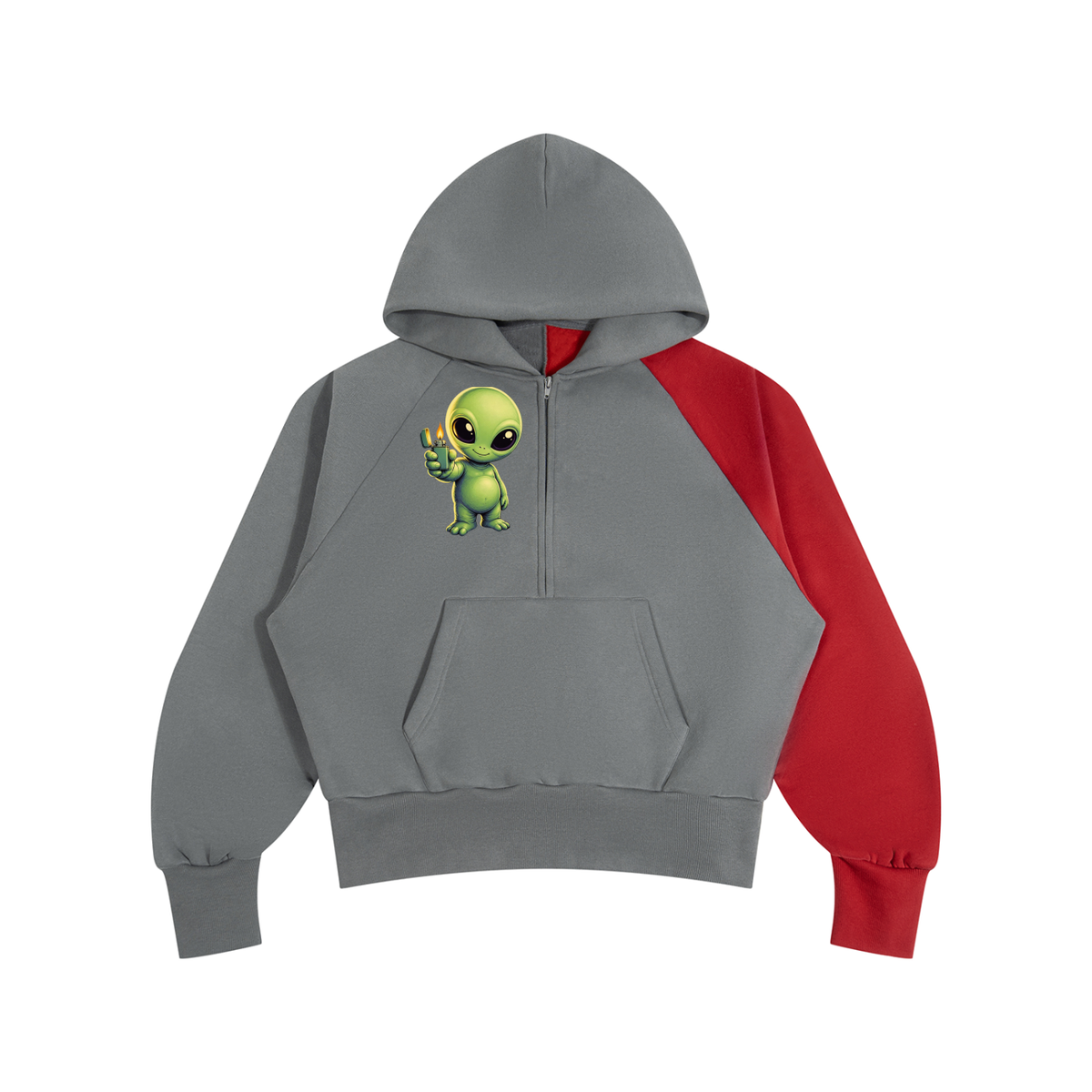 Pot Leaf, Alien Color-Block Fleece Hoodie - KR Woke Wear