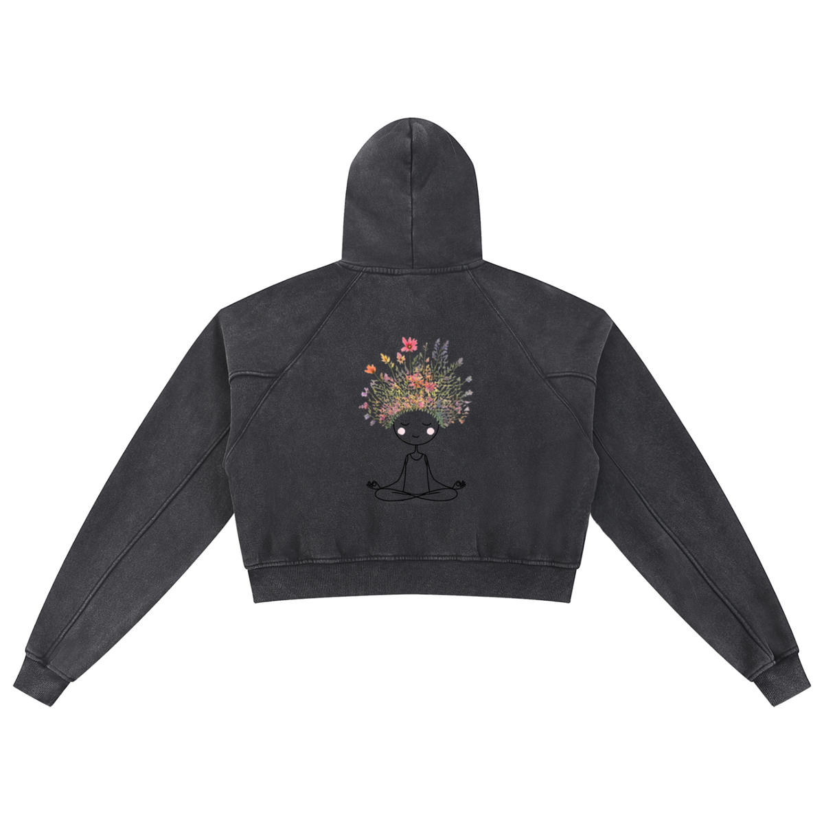 Meditate to Elevate Snow Washed Cropped Hoodie - KR Woke Wear