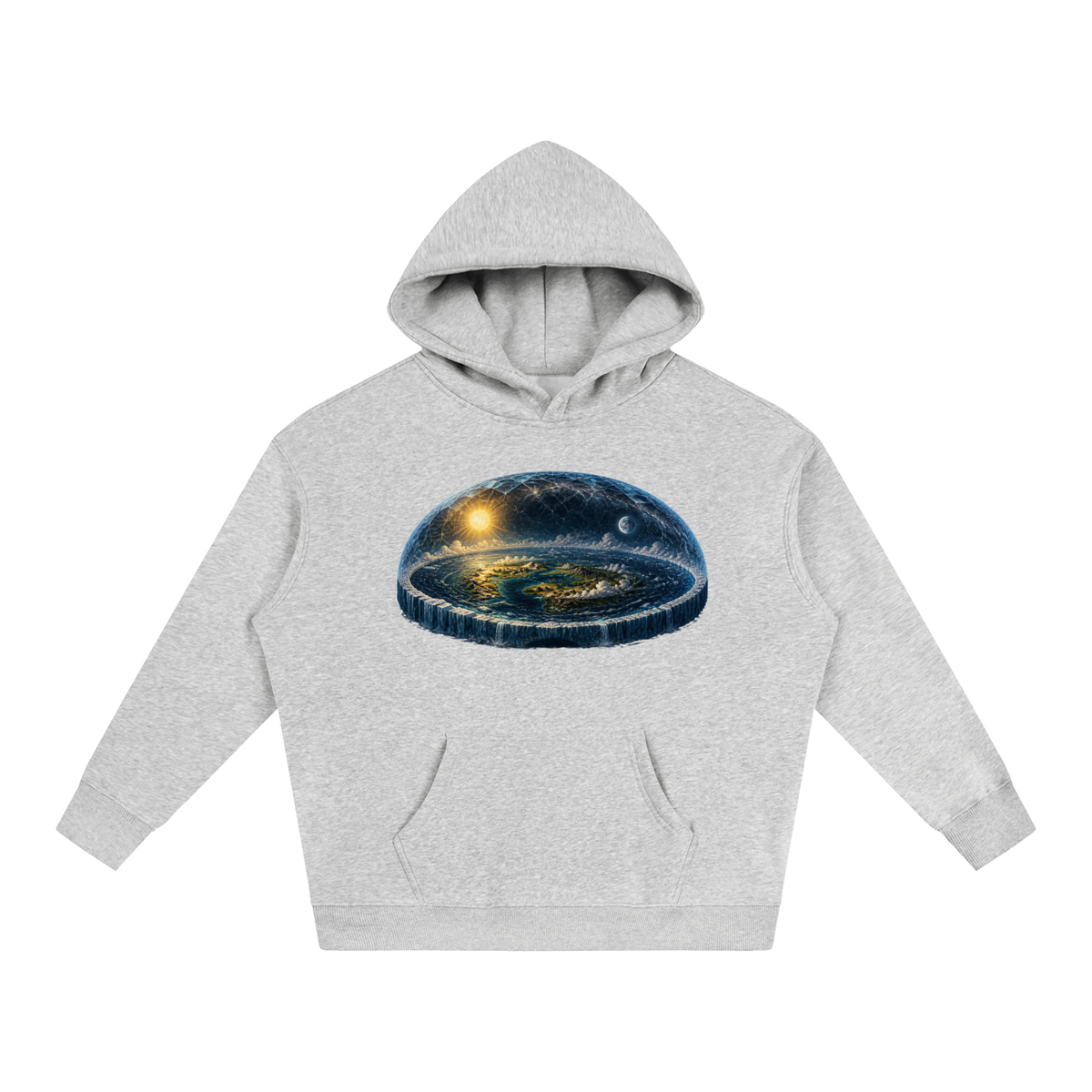 Flat Earth Oversize Fleeced Hoodie - KR Woke Wear