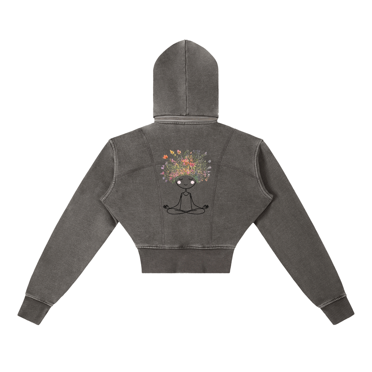 Meditate to Elevate, Yoga Girl Vintage Washed Cropped Fleece Hoodie - KR Woke Wear