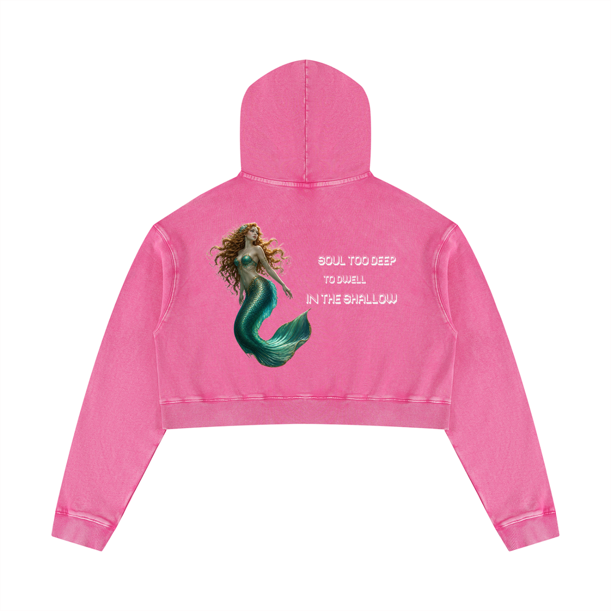 Mermaid Women’s Mineral Washed Crop Hoodie - KR Woke Wear