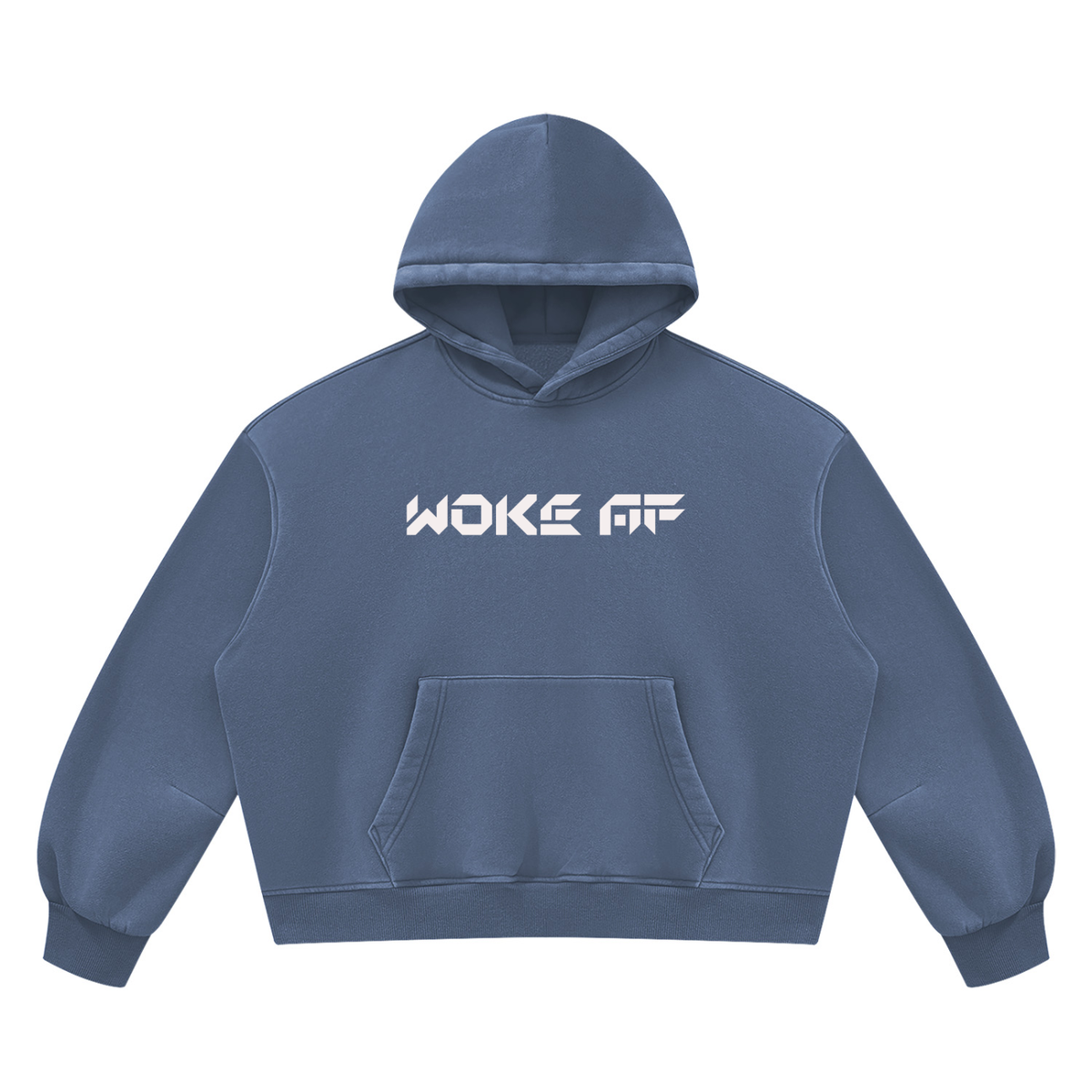 Woke AF Unisex Vintage Wash Boxy Fleece Hoodie - KR Woke Wear