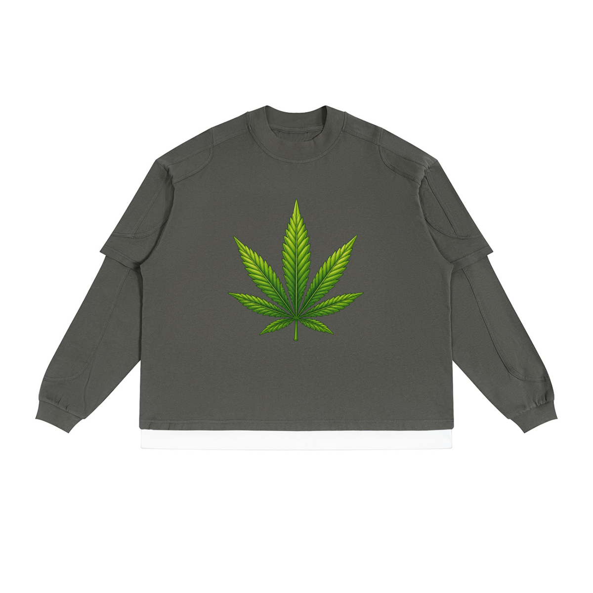 Pot Leaf Paneled Layer Color Block T-Shirt - KR Woke Wear