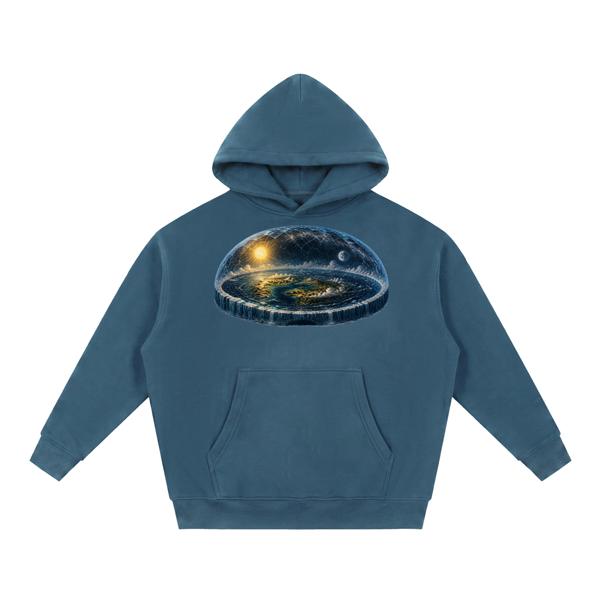 Flat Earth Essential Oversized Boxy Fit Fleece Hoodie - KR Woke Wear