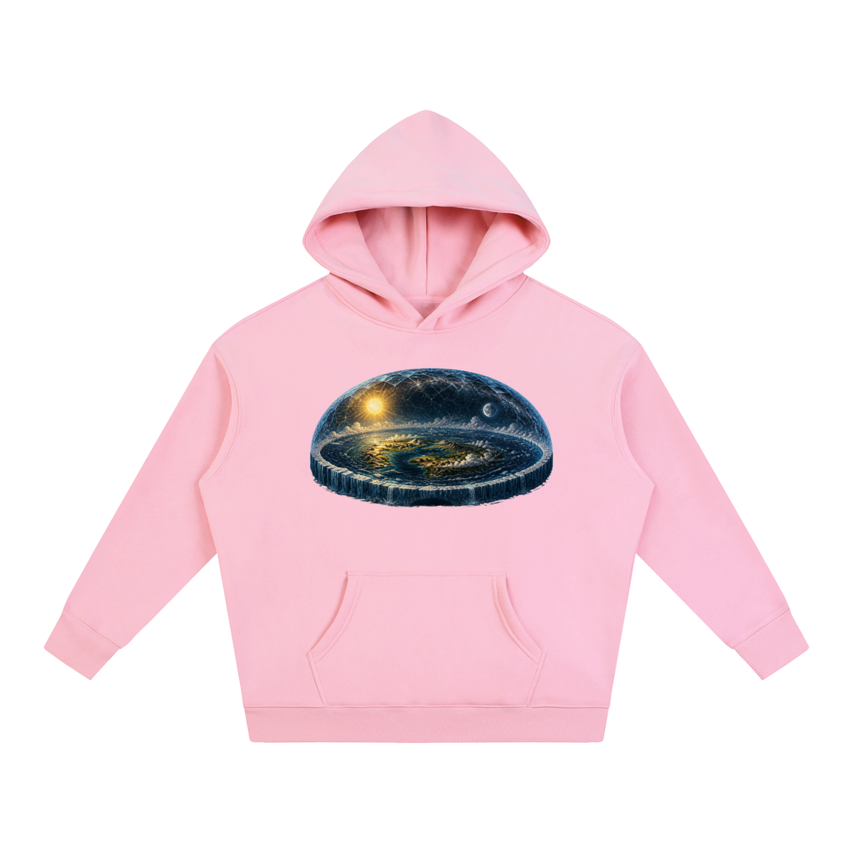 Flat Earth Oversize Fleeced Hoodie - KR Woke Wear