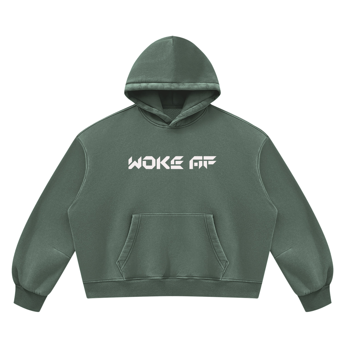 Woke AF Unisex Vintage Wash Boxy Fleece Hoodie - KR Woke Wear