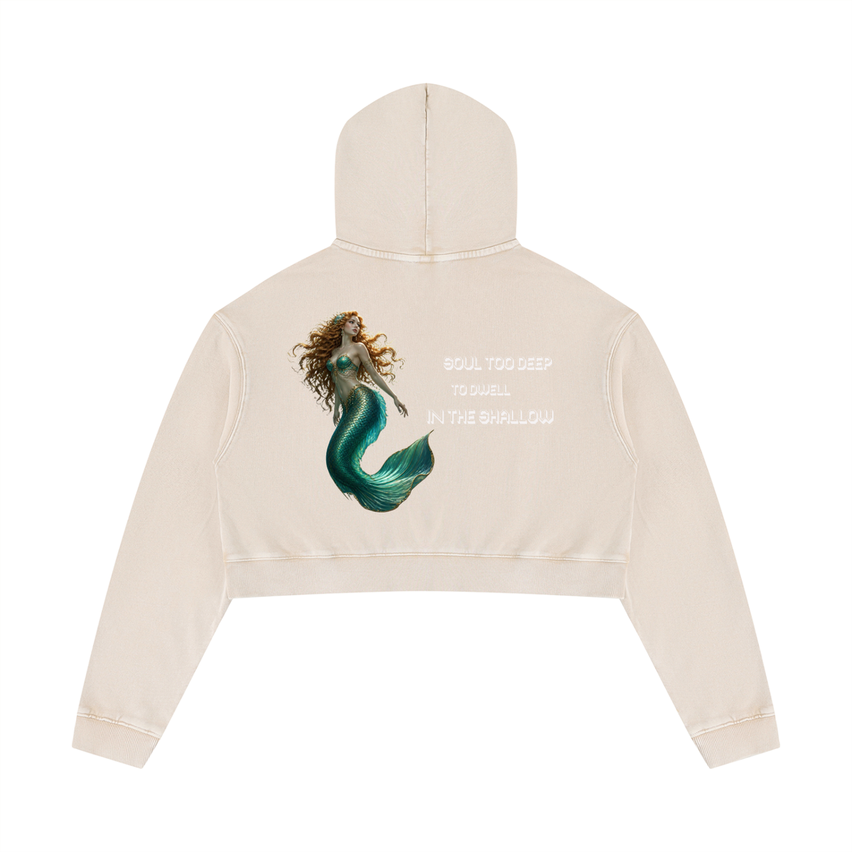 Mermaid Women’s Mineral Washed Crop Hoodie - KR Woke Wear