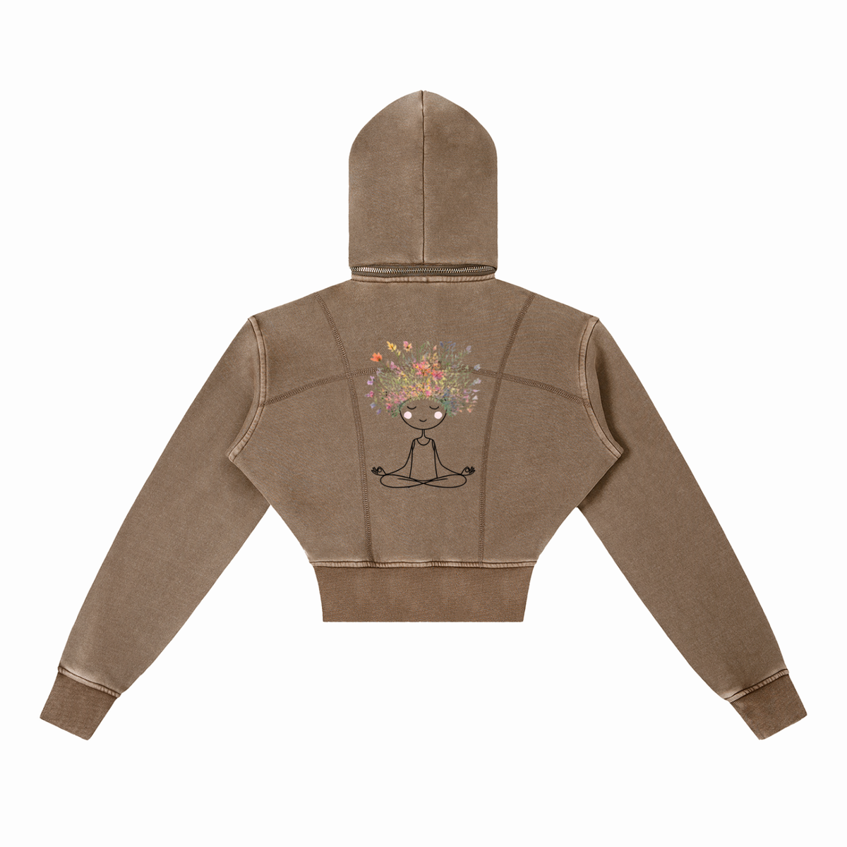 Meditate to Elevate, Yoga Girl Vintage Washed Cropped Fleece Hoodie - KR Woke Wear
