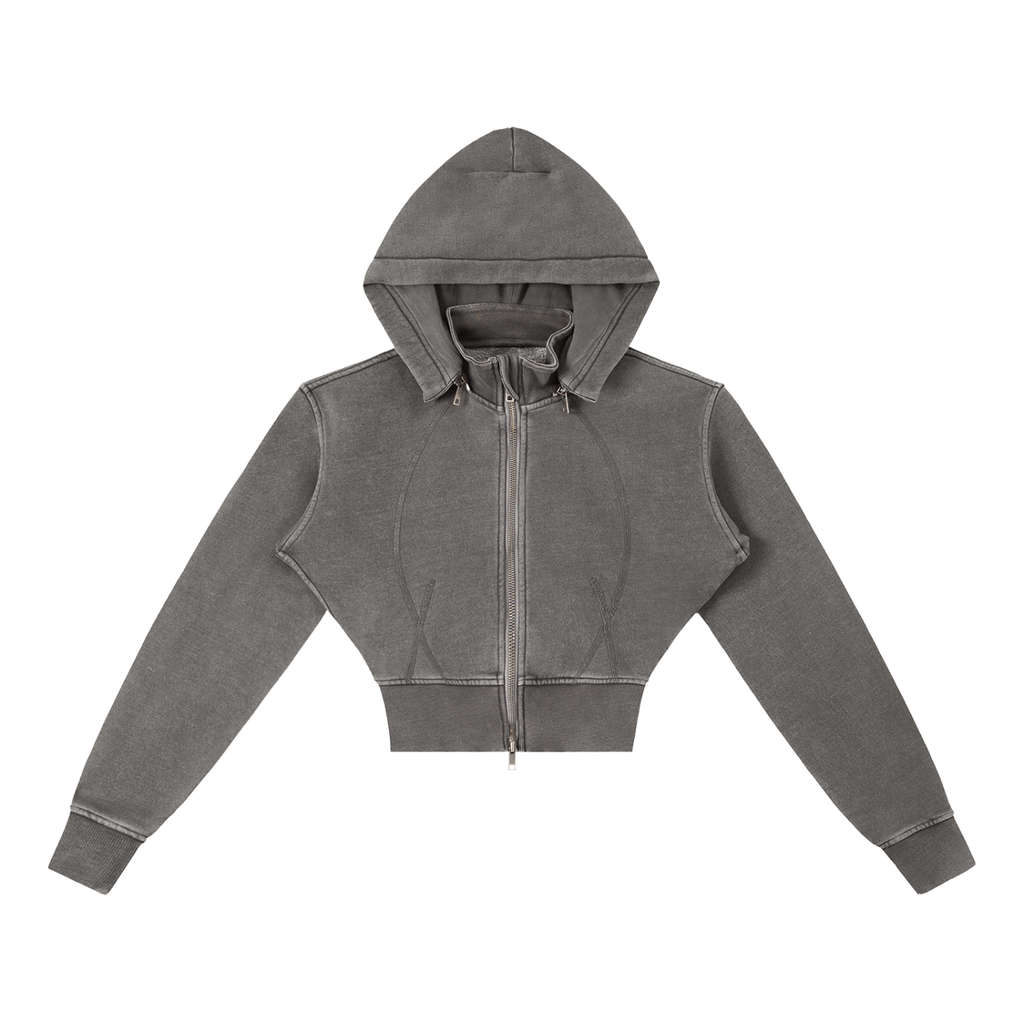 Meditate to Elevate, Yoga Girl Vintage Washed Cropped Fleece Hoodie - KR Woke Wear