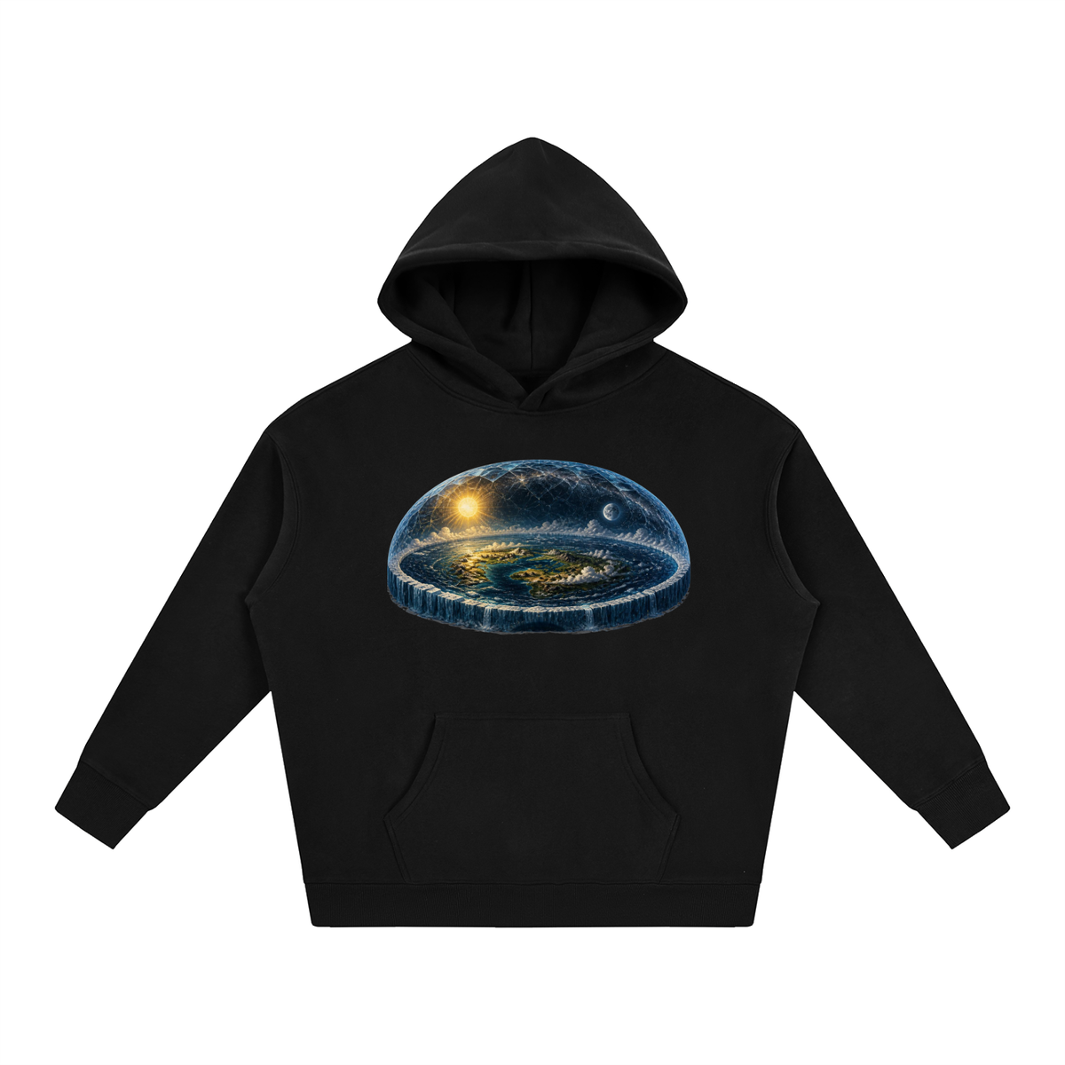 Flat Earth Oversize Fleeced Hoodie - KR Woke Wear