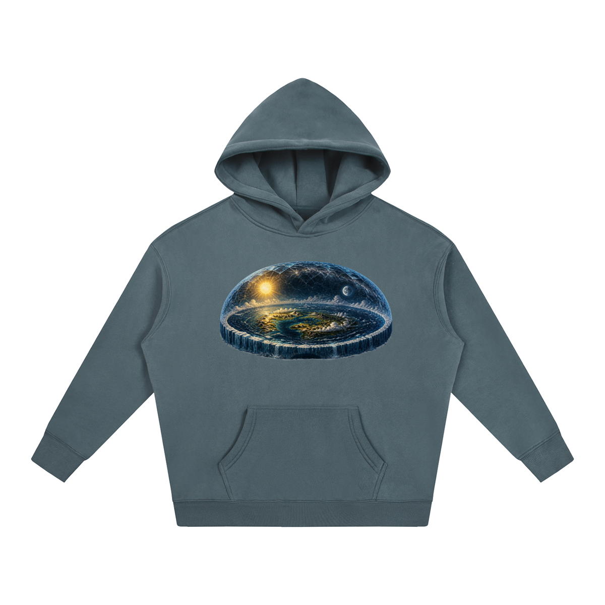 Flat Earth Oversize Fleeced Hoodie - KR Woke Wear