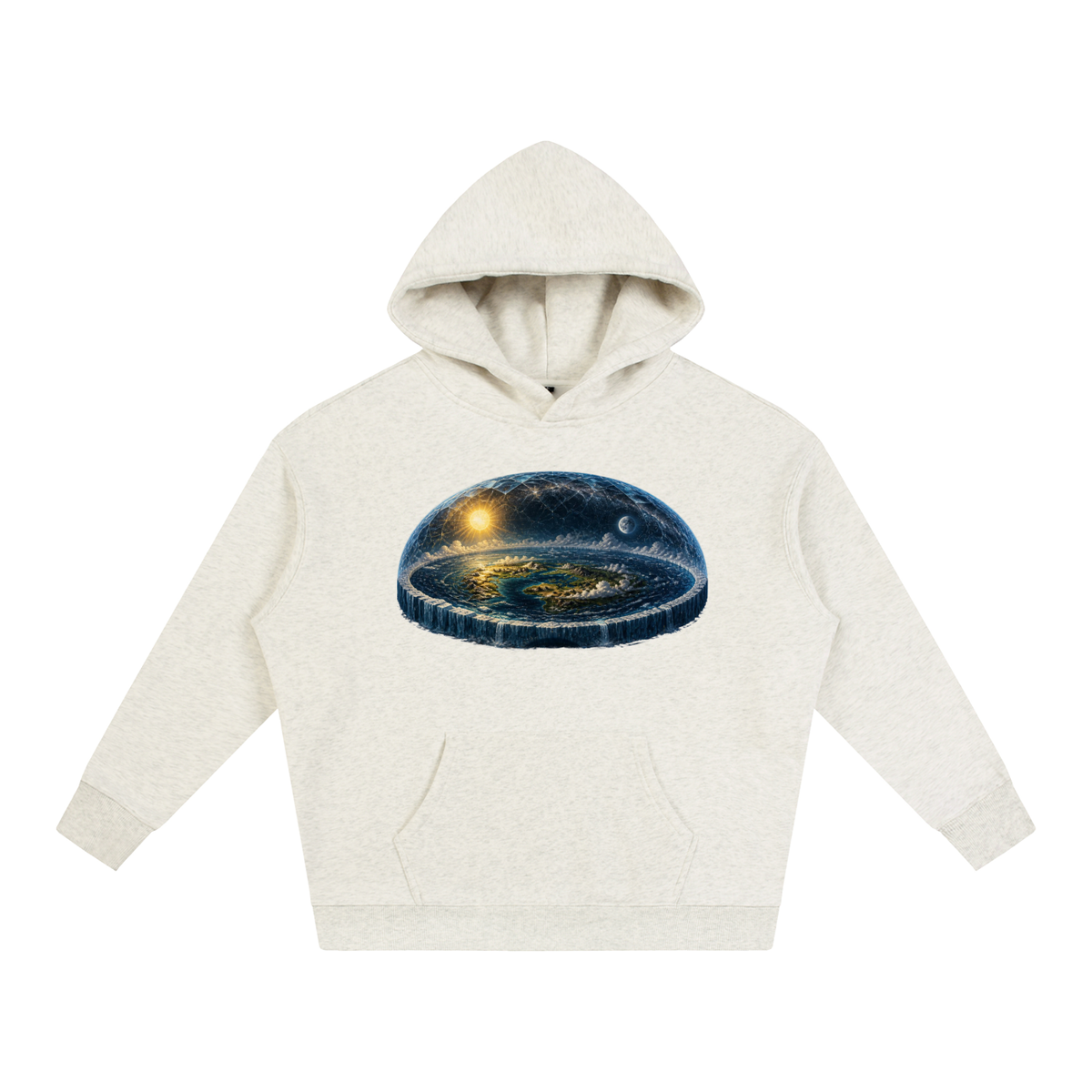 Flat Earth Oversize Fleeced Hoodie - KR Woke Wear