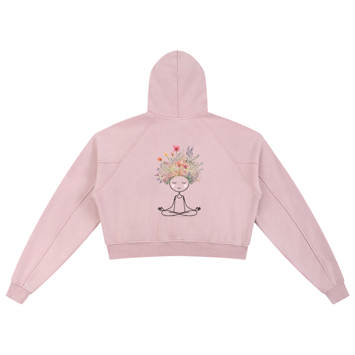 Meditate to Elevate Snow Washed Cropped Hoodie - KR Woke Wear