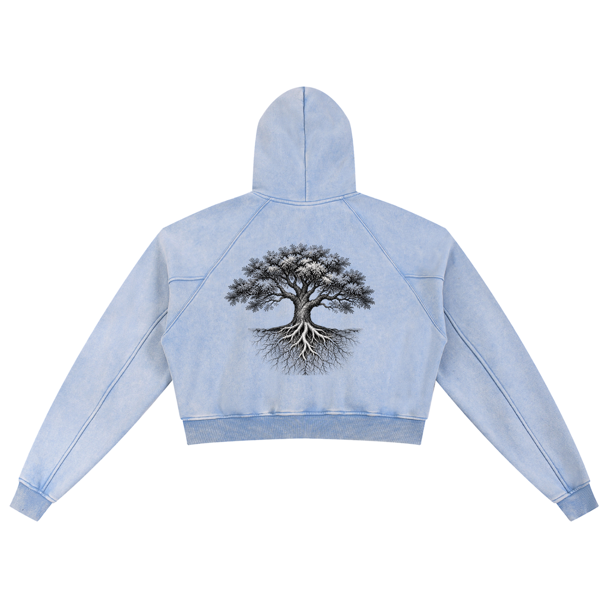 Snow Washed Cropped Hoodie - KR Woke Wear