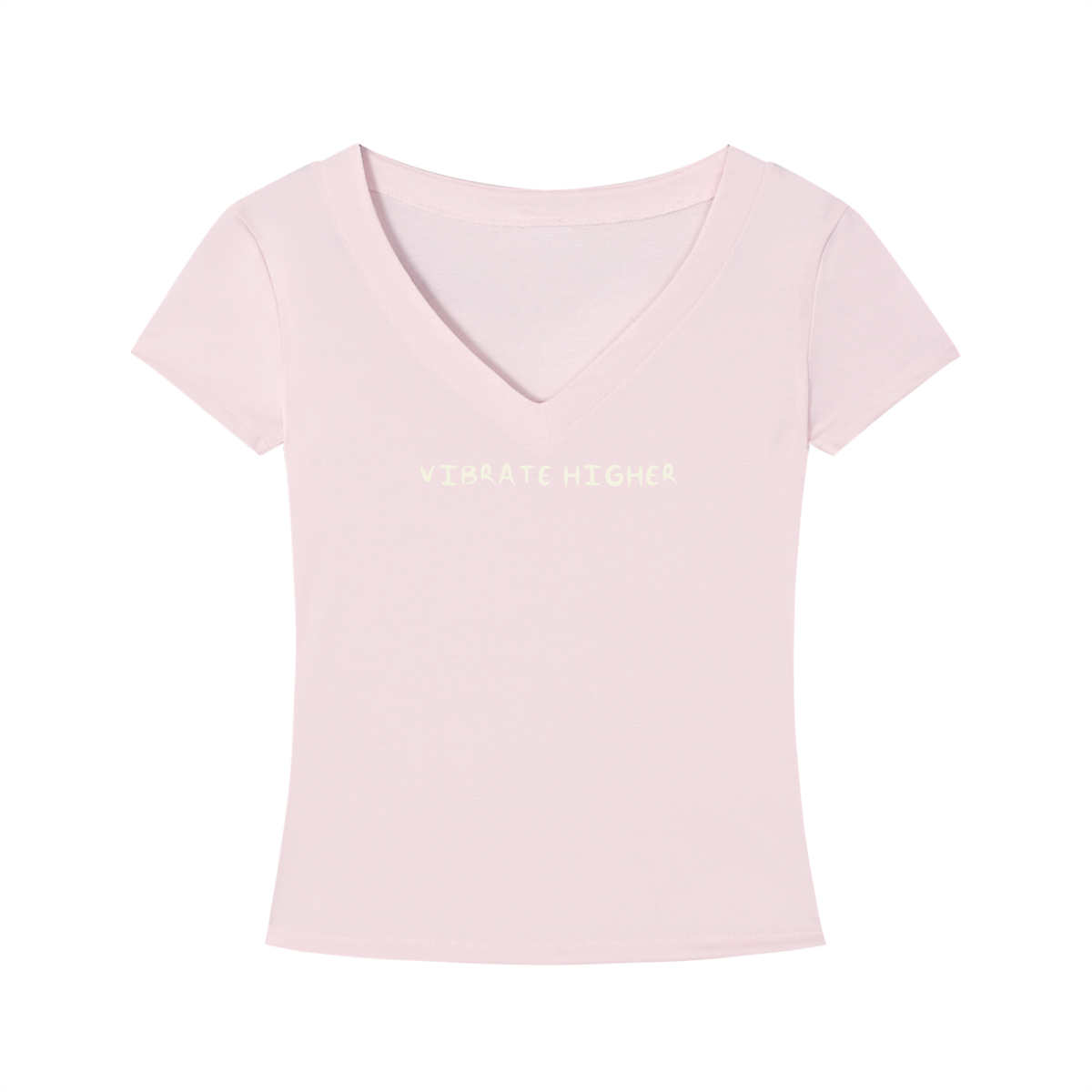 VIBRATE HIGHER — Black V-Neck T-Shirt - KR Woke Wear