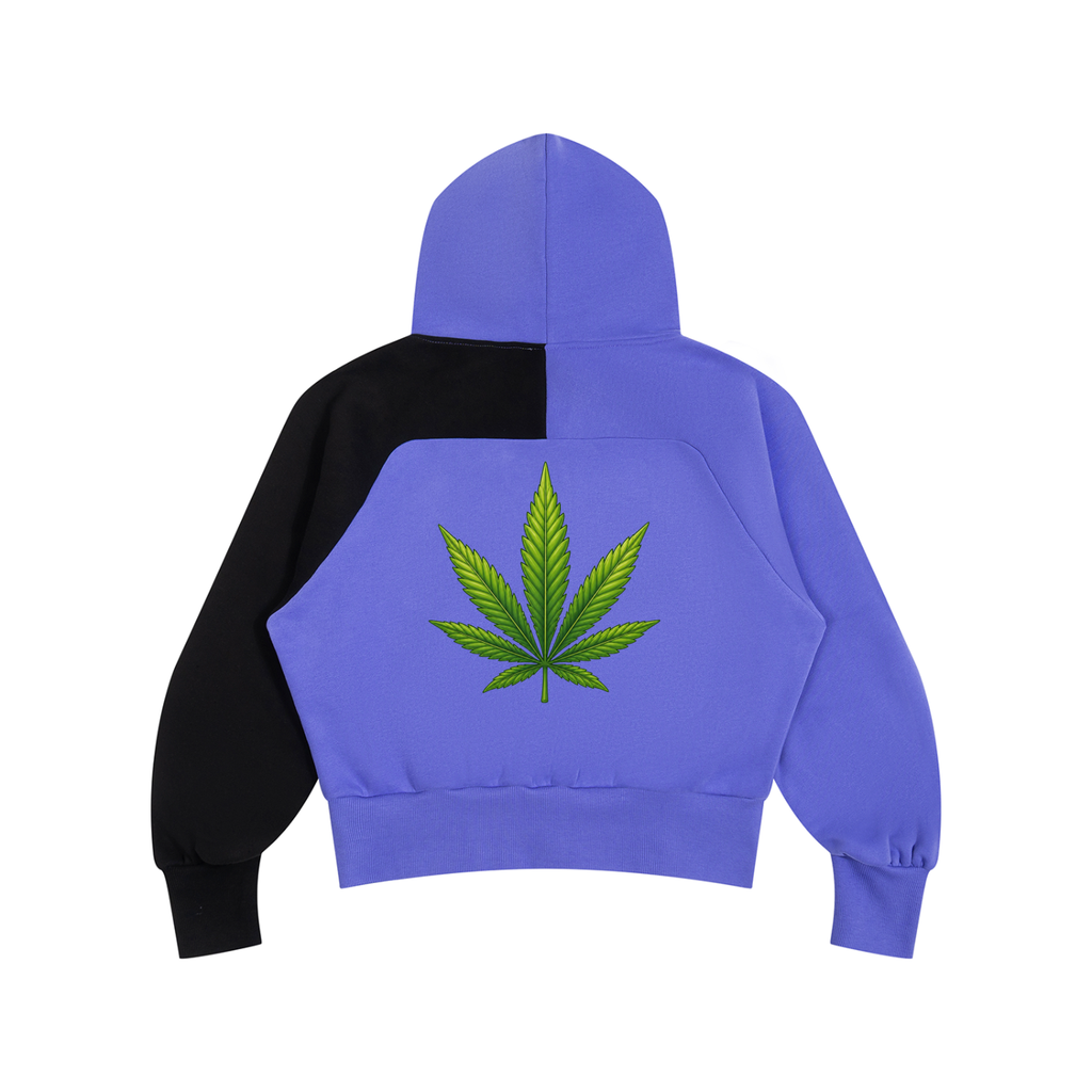Pot Leaf, Alien Color-Block Fleece Hoodie - KR Woke Wear