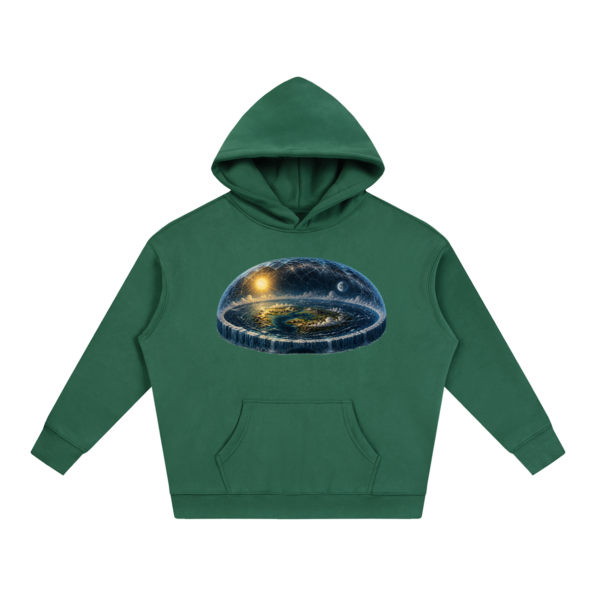 Flat Earth Oversize Fleeced Hoodie - KR Woke Wear