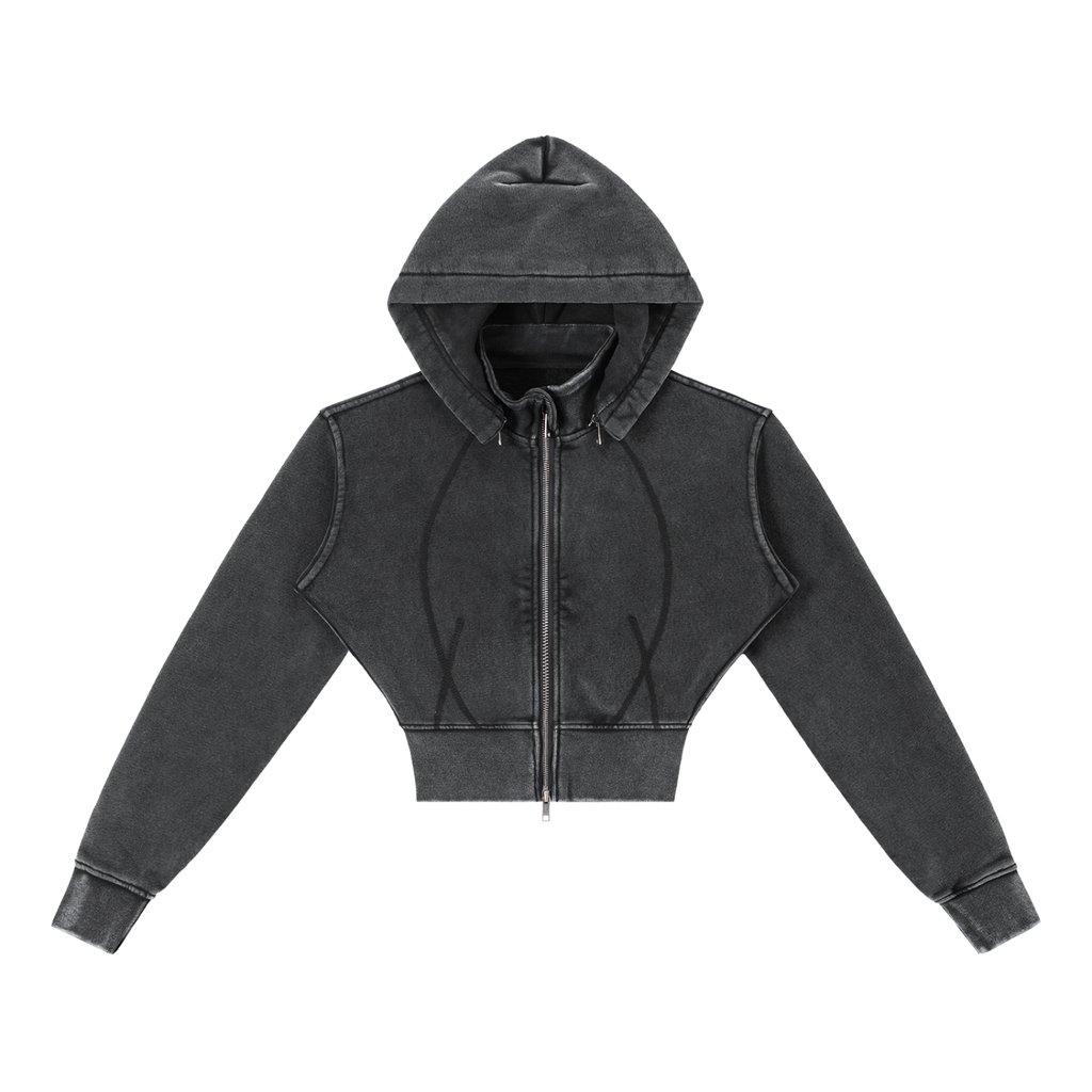 Meditate to Elevate, Yoga Girl Vintage Washed Cropped Fleece Hoodie - KR Woke Wear