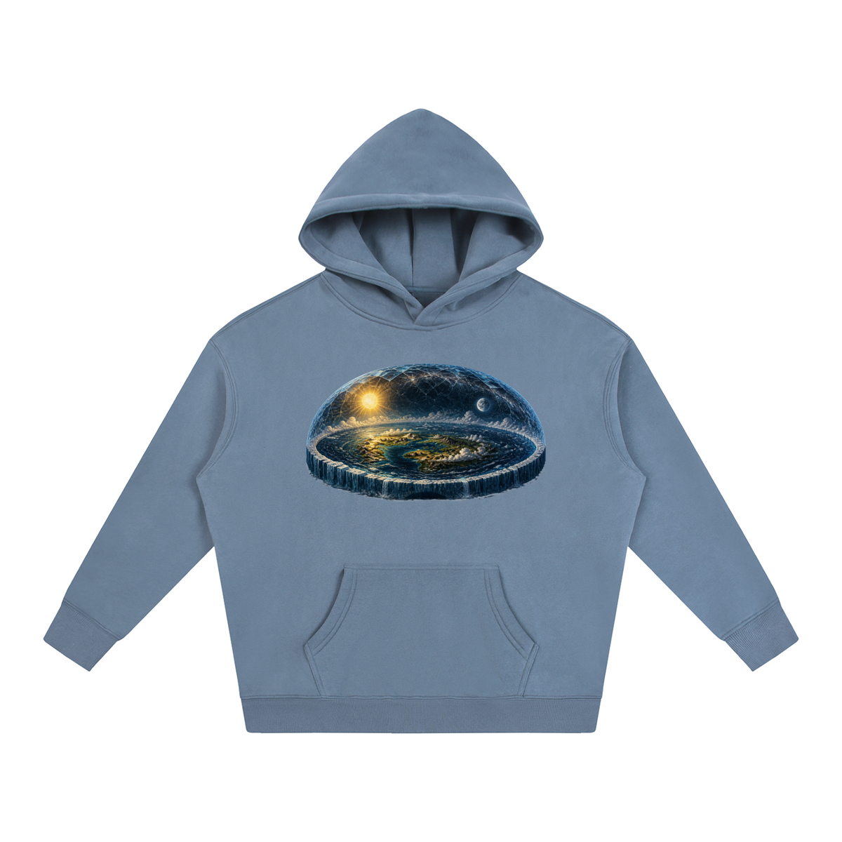 Flat Earth Oversize Fleeced Hoodie - KR Woke Wear