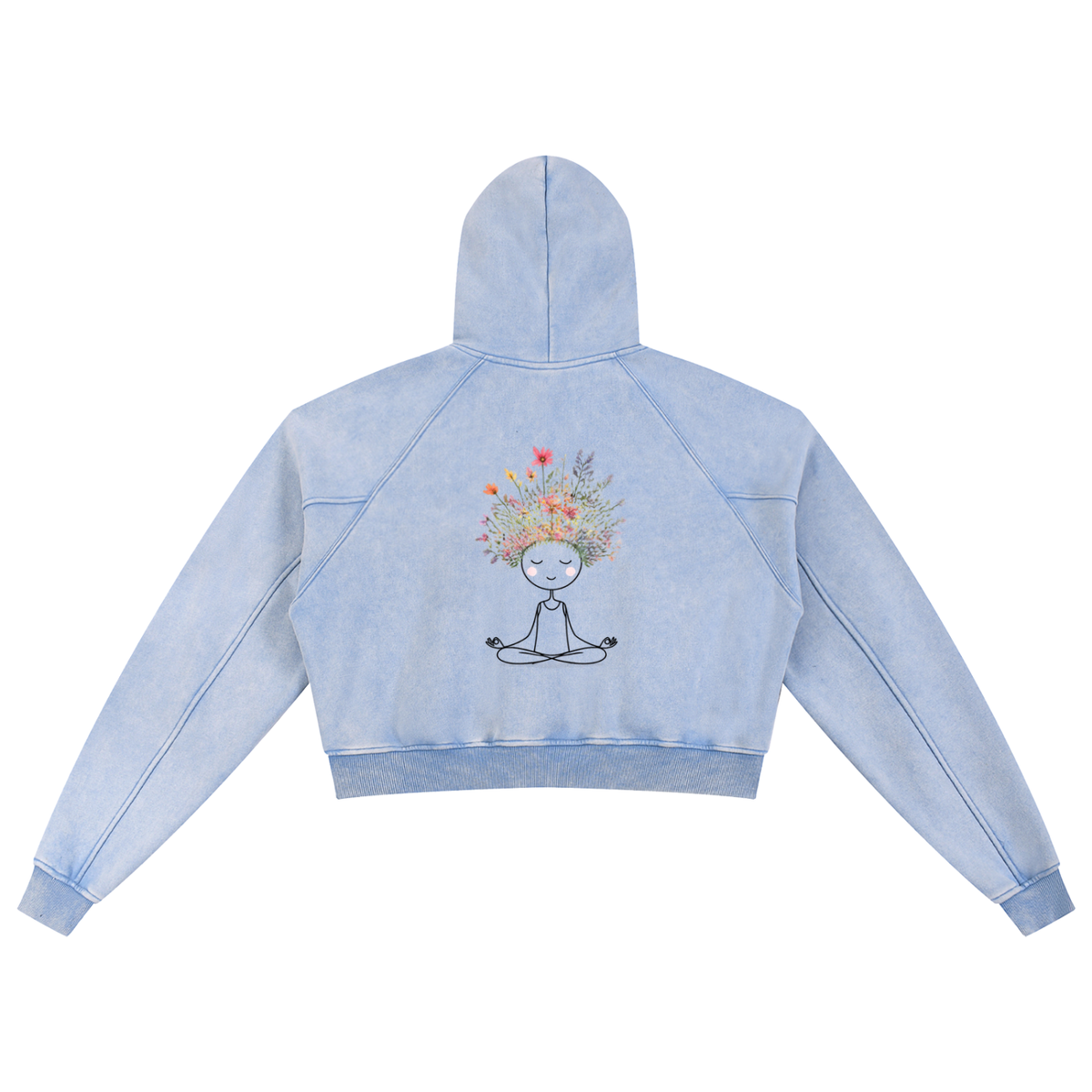Meditate to Elevate Snow Washed Cropped Hoodie - KR Woke Wear