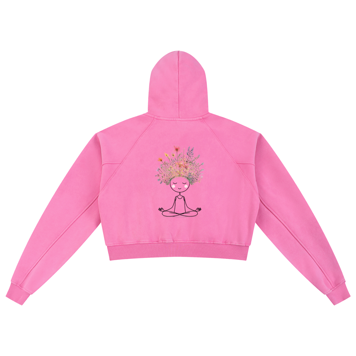 Meditate to Elevate Snow Washed Cropped Hoodie - KR Woke Wear