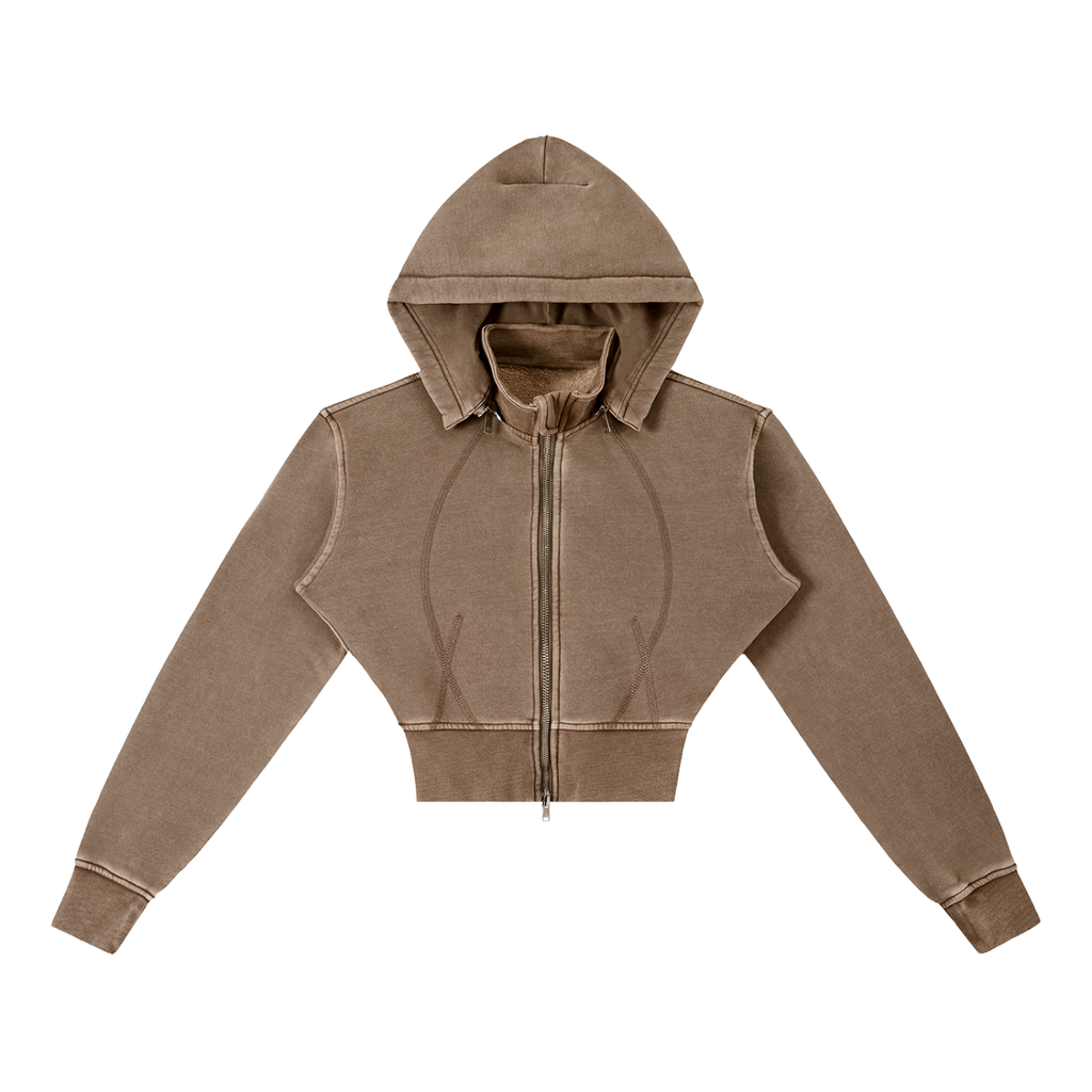 Meditate to Elevate, Yoga Girl Vintage Washed Cropped Fleece Hoodie - KR Woke Wear