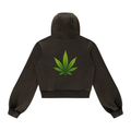 Pot Leaf Women’s Vintage Wash Full Zip Hoodie - KR Woke Wear