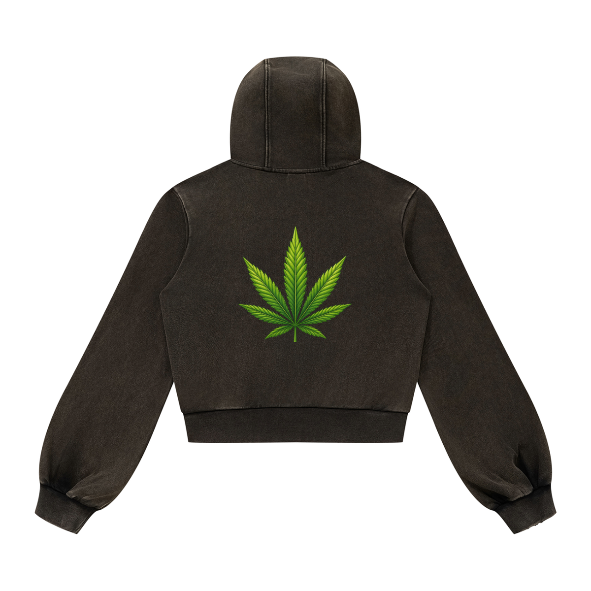 Pot Leaf Women’s Vintage Wash Full Zip Hoodie - KR Woke Wear