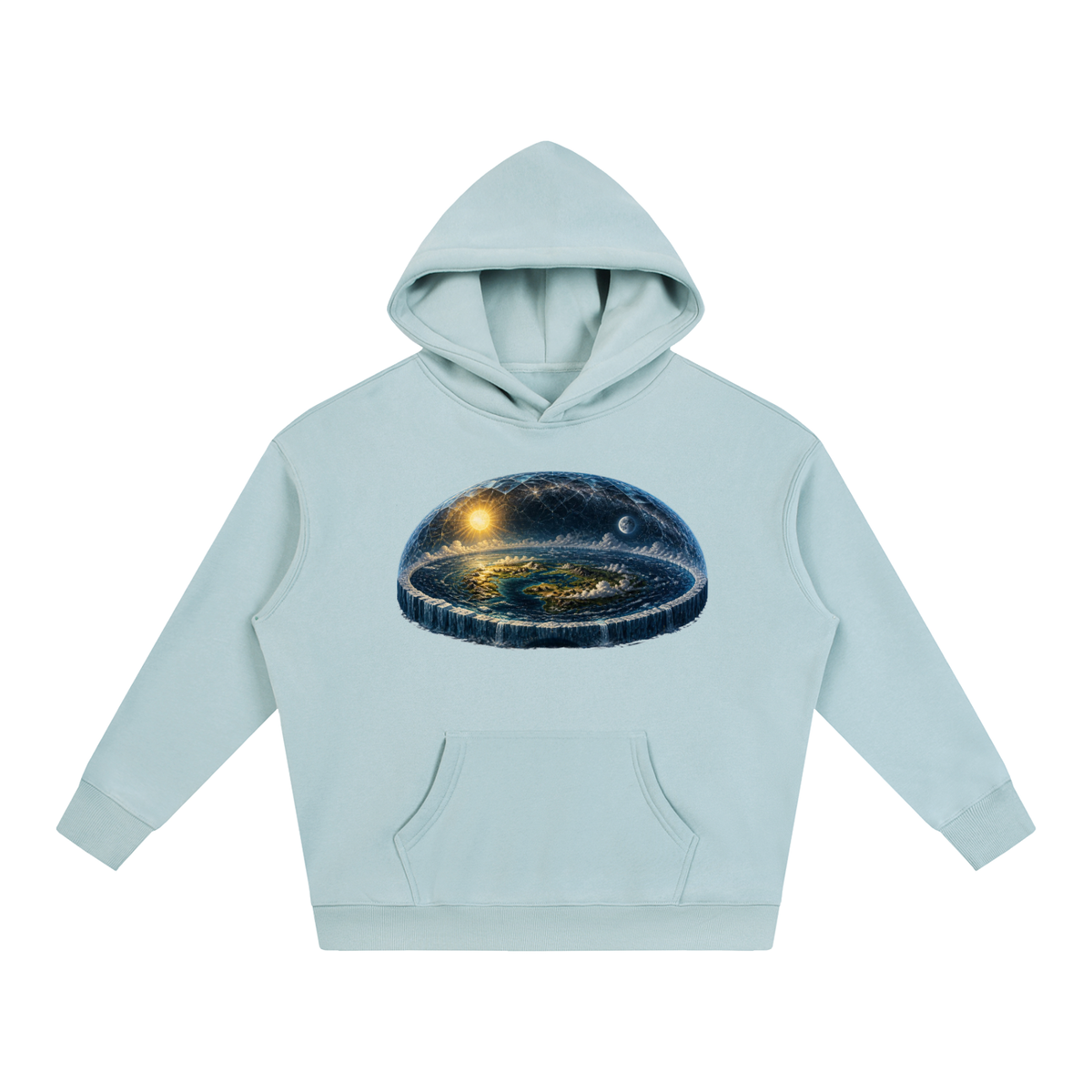 Flat Earth Oversize Fleeced Hoodie - KR Woke Wear