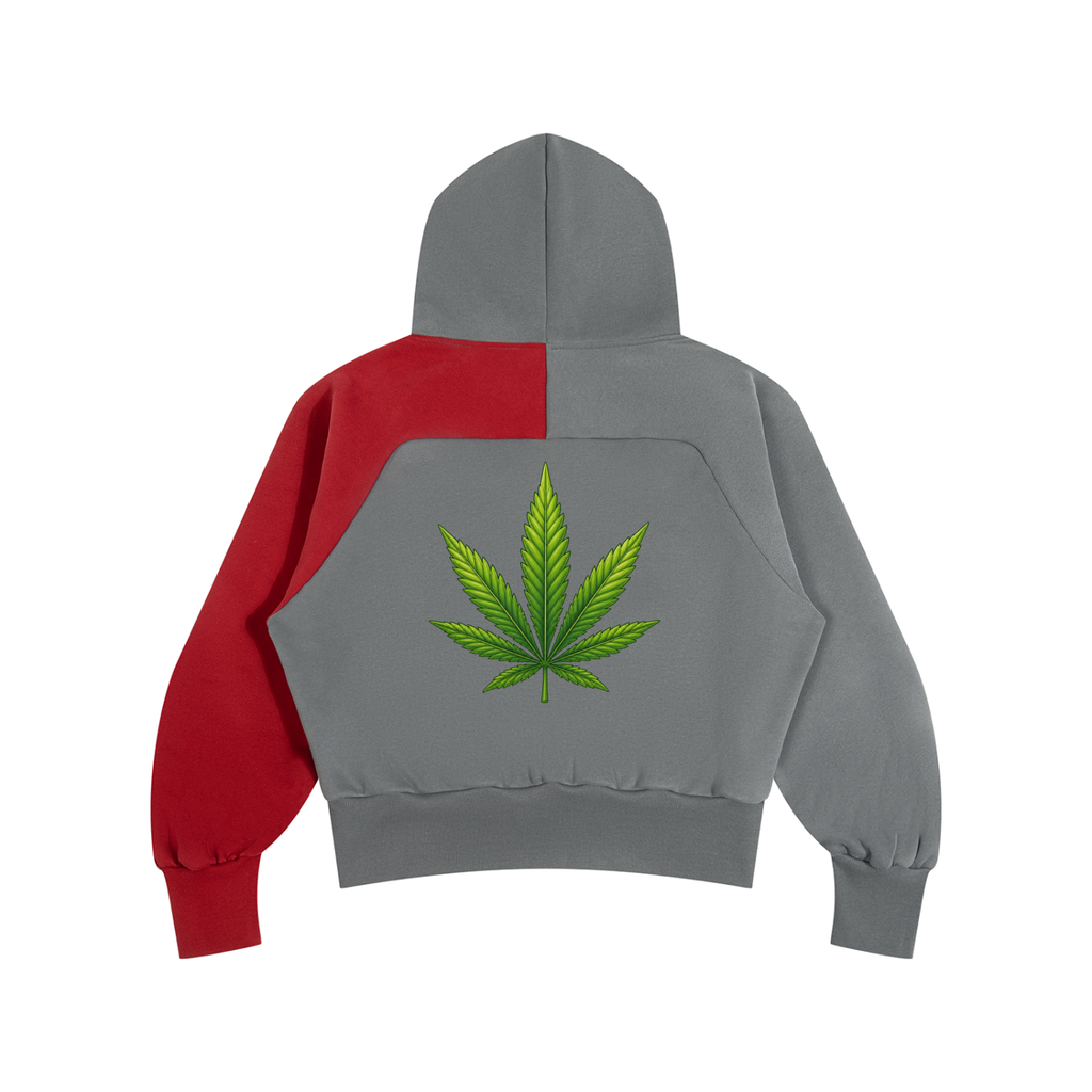 Pot Leaf, Alien Color-Block Fleece Hoodie - KR Woke Wear